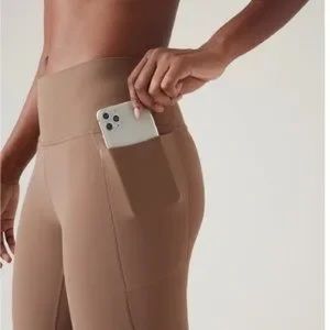 Athleta Transcend Stash Crop Straight Leg Tight, Medium, Rustic Beige